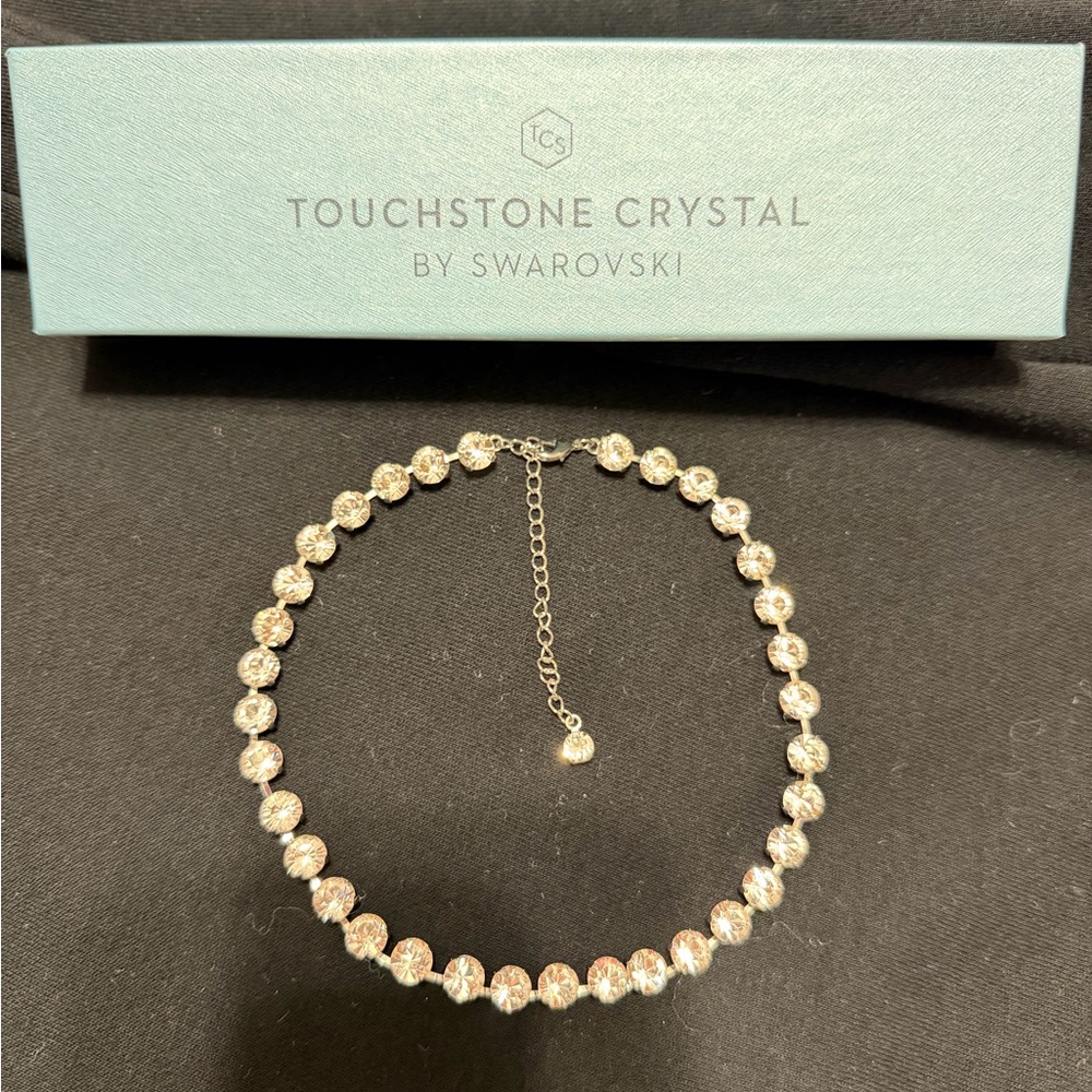 Touchstone Crystal Silver Necklace with Sparkling Accents